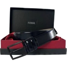 Fossil Lacivert Klasik 3,5 cm Erkek Kemeri