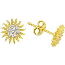 Engingold 14K Altın Güneş Figürlü Küpe