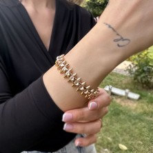 Engingold 14K Rose Gold Crampoon Kelepçe Bilezik
