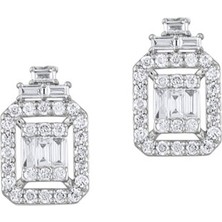 Engingold Beyaz Altın Pırlanta Baget Küpe