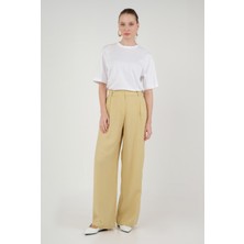 HE-QA Geniş Paça Pileli Pantolon Pastel Sarı