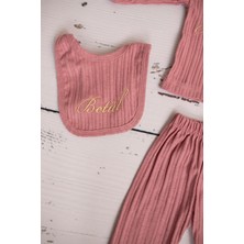 Tinykiddesign Kişiye Özel Isimli Zıbın Seti Yeni Doğan Hediyelik Bebek Zıbın Seti 5 Parça Toz Pembe0-3 Ay