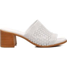 Voyager 9723 Bayan Deri Terlik - Beyaz Nata - 38