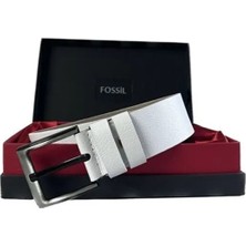 Fossil  Beyaz Hakiki Deri 4,5 cm Erkek Kemeri