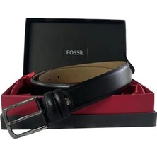 Fossil Siyah Düz Dikiş Hakiki Deri Renk 3,5 cm Erkek Kemeri