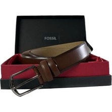 Fossil Kahve Düz Dikiş Hakiki Deri 3,5 cm Erkek Kemeri