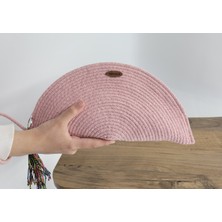 SÜSSLÜDÜŞLER Pembe El Yapımı Özel Dikim,clutch Çanta,portföy Çanta,el Çantası, Handmade Çanta 16X33 cm