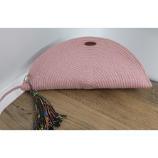 SÜSSLÜDÜŞLER Pembe El Yapımı Özel Dikim,clutch Çanta,portföy Çanta,el Çantası, Handmade Çanta 16X33 cm