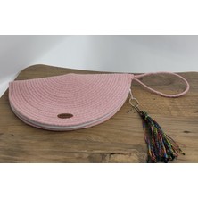 SÜSSLÜDÜŞLER Pembe El Yapımı Özel Dikim,clutch Çanta,portföy Çanta,el Çantası, Handmade Çanta 16X33 cm