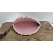 SÜSSLÜDÜŞLER Pembe El Yapımı Özel Dikim,clutch Çanta,portföy Çanta,el Çantası, Handmade Çanta 16X33 cm