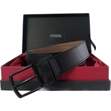 Fossil Siyah Suni Deri 4 cm Erkek Kemeri