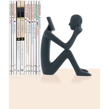 Feasy Kendini Okuyan Adam Kitap Tutucu Set- Dekoratif Biblo- Ev ve Ofis Süs Eşya- Kitap Desteği Set