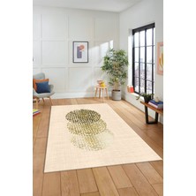 Evdeya Dijital Baskılı Kaymaz Taban Yıkanabilir Modern Yolluk Mutfak Salon Halısı Modern-01-Krem