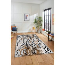 Evdeya Dijital Baskılı Kaymaz Taban Yıkanabilir Şık Modern Yolluk Mutfak Salon Halısı Modern-03-Kahve