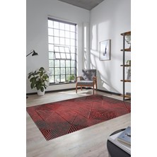 Evdeya Şık Desen Baskılı Kaymaz Taban Yıkanabilir Modern Yolluk Salon Halısı MODERN-111-BORDO