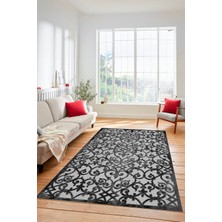 Evdeya Modern Klasik Desen Dijital Kaymaz Yıkanabilir Yolluk Mutfak Salon Halısı Modern-32-Gri