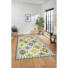 Evdeya Etnik Modern Desenli Dijital Kaymaz Yıkanabilir Yolluk Mutfak Salon Halısı Modern-14-Sarı