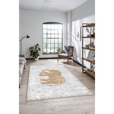 Evdeya Fil Desen Baskılı Kaymaz Taban Yıkanabilir Modern Yolluk Salon Halısı MODERN-101-BEJ