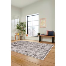 Evdeya Modern Etnik Desen Dijital Kaymaz Yıkanabilir Yolluk Mutfak Salon Halısı Modern-29-Gri