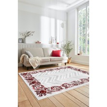 Evdeya Baskılı Kaymaz Yıkanabilir Modern Çiçekli Desen Yolluk Salon Halısı Modern-49-Pembe