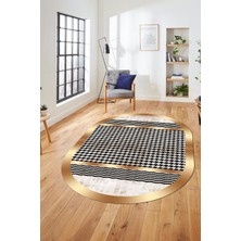 Evdeya Baskılı Kaymaz Taban Yıkanabilir Sade Modern Yolluk Mutfak Oval Salon Halısı O-Modern-10-Krem