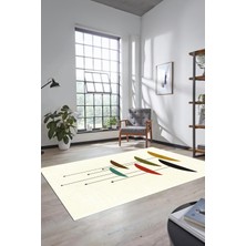 Evdeya Baskılı Kaymaz Taban Yıkanabilir Modern Yolluk Mutfak Salon Halısı MODERN-112-KREM