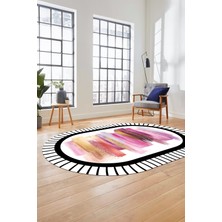 Evdeya Renkli Modern Dijital Kaymaz Yıkanabilir Oval Yolluk Mutfak Salon Halısı O-Modern-22-Renkli