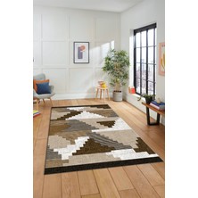 Evdeya Özel Tasarım Modern Desenli Dijital Kaymaz Yıkanabilir Yolluk Mutfak Salon Halısı Modern-11-Kahve