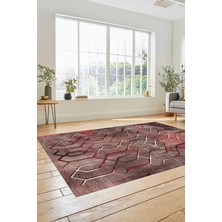 Evdeya Modern Desen Dijital Kaymaz Yıkanabilir Yolluk Mutfak Salon Halısı Modern-90-Pembe
