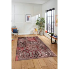 Evdeya Modern Desen Dijital Kaymaz Yıkanabilir Yolluk Mutfak Salon Halısı Modern-90-Pembe