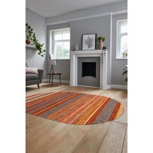 Evdeya Modern Kilim Dijital Kaymaz Yıkanabilir Oval Yolluk Mutfak Salon Halısı O-Modern-17-Turuncu