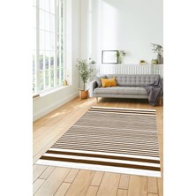 Evdeya Baskılı Kaymaz Yıkanabilir Sade Modern Yolluk Mutfak Halısı Salon Halısı Modern-63-Kahve
