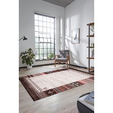 Evdeya Etnik Baskılı Kaymaz Taban Yıkanabilir Yolluk Mutfak Salon Halısı MODERN-119-PEMBE