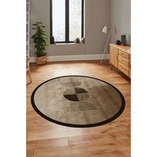 Evdeya Baskılı Kaymaz Taban Yıkanabilir Modern Yuvarlak Mutfak Salon Halısı Y-Modern-94-Kahve