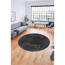 Evdeya Baskılı Kaymaz Yıkanabilir Zarif Modern Yuvarlak Mutfak Halısı Salon Halısı Y-Modern-62-Antrasit