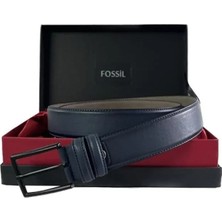 Fossil Lacivert Düz Dikiş Suni Deri 3,5 cm Erkek Kemeri