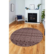 Evdeya Kilim Desen Özel Tasarım Kaymaz Yıkanabilir Yuvarlak Mutfak Salon Halısı Y-Modern-86-Bordo