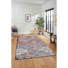 Evdeya Çiçekli Modern Desenli Dijital Kaymaz Yıkanabilir Yolluk Mutfak Salon Halısı Modern-15-Pembe