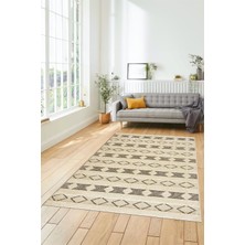 Evdeya Baskılı Kaymaz Yıkanabilir Kilim Desen Yolluk Mutfak Halısı Salon Halısı Modern-64-Kahve