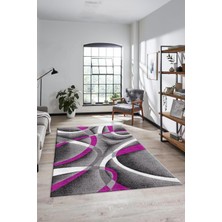 Evdeya 3D Baskılı Kaymaz Taban Yıkanabilir Modern Yolluk Mutfak Salon Halısı Modern-97-Mor