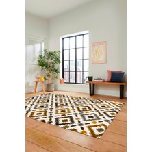 Evdeya Baklava Desenli Dijital Kaymaz Yıkanabilir Yolluk Mutfak Salon Halısı Modern-23-Kahve