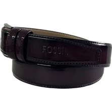 Fossil Bordo Rugan Suni Deri 3,5 cm Erkek Kemeri
