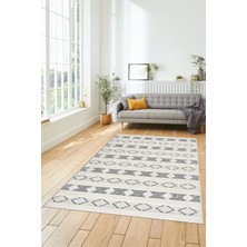 Evdeya Baskılı Kaymaz Yıkanabilir Kilim Desen Yolluk Mutfak Halısı Salon Halısı Modern-64-Krem