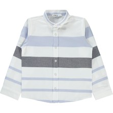 Civil Boys Mavi Çizgili Erkek Çocuk Gömlek 6-9 Yaş Uzun Kol Günlük Stil