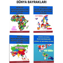 Dünya Bayrakları Çizme ve Boyama Kitapları 4'lü Set