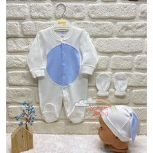 Sonem Baby Mavi  Tavşan Yenidoğan 3 Parça Penye Tulum Set