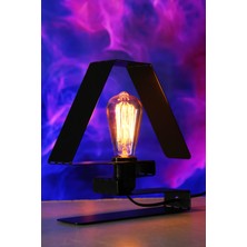 Machin - Delta Modern Rustik Metal Abajur Masa Lambası | 25 cm | Siyah