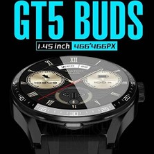 Fırsatbidünya Gt5 Buds Bluetooth Kulaklıklı 2si 1 Arada Gps//siri Destekli Deri Kordonlu Watch Buds Akıllı Saat