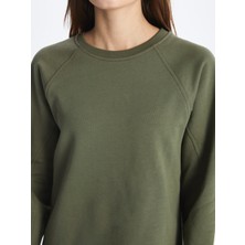 Dexia Chicago - Bisiklet Yaka Basic Rahat Kalıp Uzun Kollu Baskısız Penye Sweatshirt Elbise