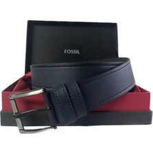 Fossil Lacivert Suni Deri 4,5 cm Erkek Kemeri